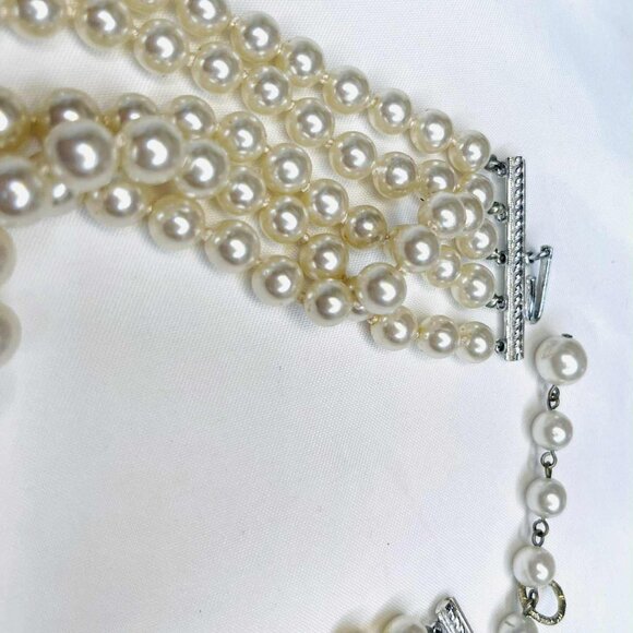 ✨ Vintage 5-Strand Faux Pearl Choker • 36–42 cm • 1950s Glamour - Picture 6 of 9